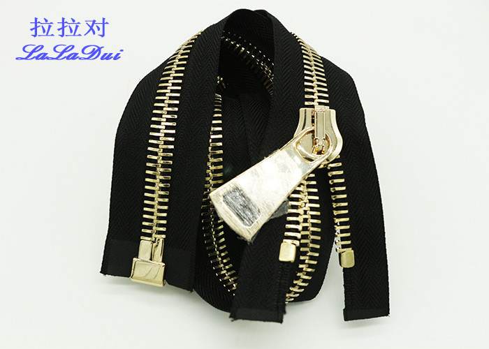 Bright 22 Inch Dual Separating Parka Zipper , Light Gold Teeth Reversible Separating Zipper