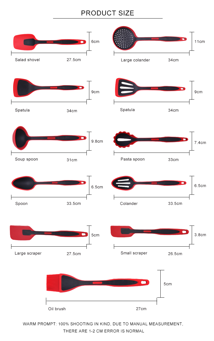 Non Corrosive BPA Free Silicone Kitchen Utensils Set