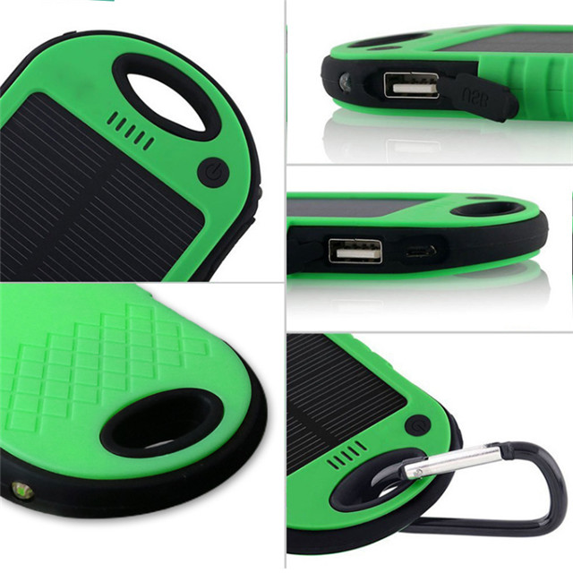 Outdoor Waterproof Solar Power Bank 5000 MAh , Portable Solar Battery Charger