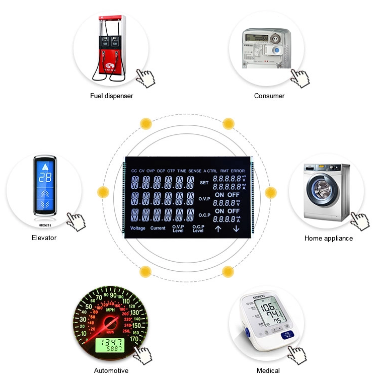 VA Monochrome Lcd Display , Customized Screen 7 Segment Display