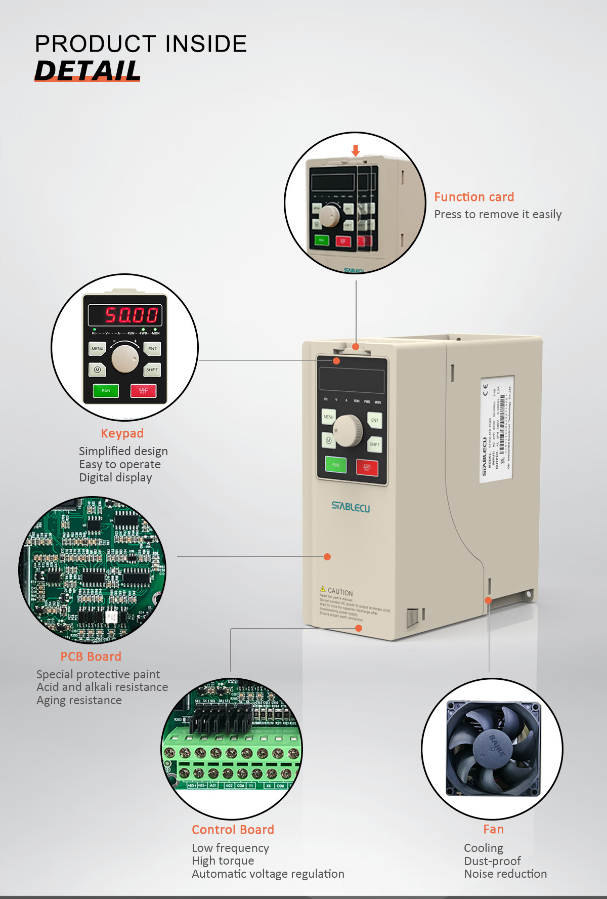 Triple Phase 380V 2.2KW VFD Frequency Converter AC Motor Dive