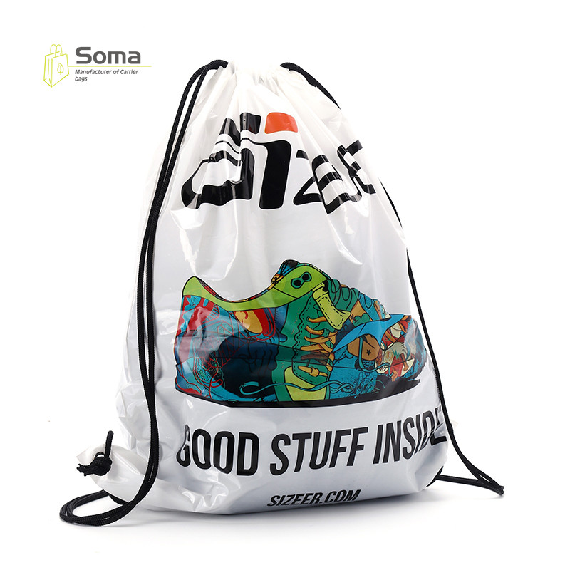 Biodegradable Transparent ICE Drawstring Printed Plastic Bag