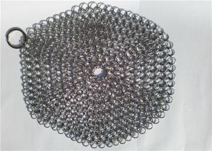 China 7 Inch Stainless Steel Chainmail Scrubber For Cookware Cleaning , Round Shape on sale