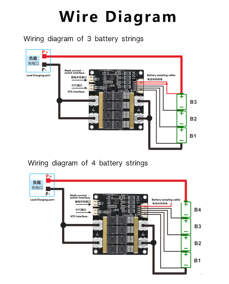 Enerkey 4S 12.8v 14.6v LiFePO4 Li-ion Lto SIB 120A BMS Battery Balance 12v 3.2v For Home Energy Storage System