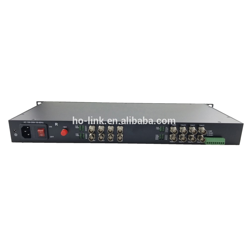 Audio/Video Solution 16chs uncompressed HD TVI/CVI/AHD 1080P fiber video converter with data
