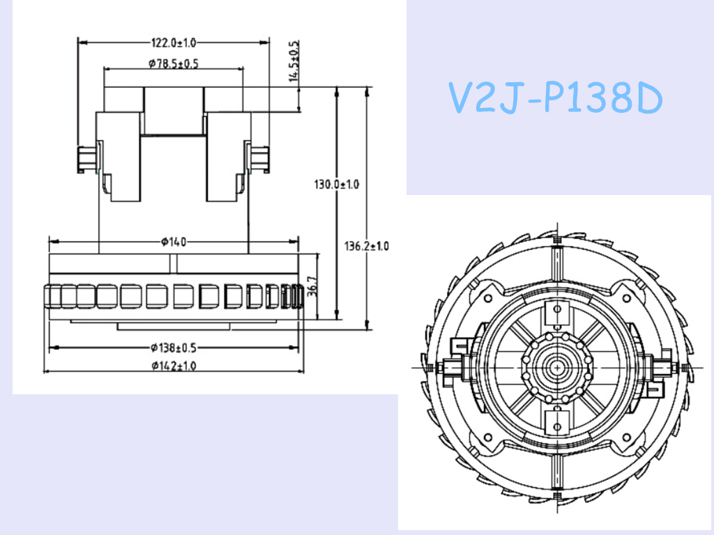 Small 1000W 1200W V2J Wet Dry Brush Vacuum Cleaner Motors