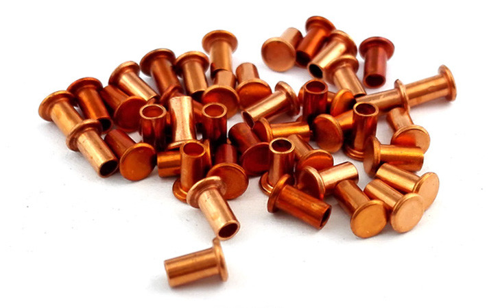 Small Semi Tubular Red Copper Rivets For Brake Linings Corrosion Resistance