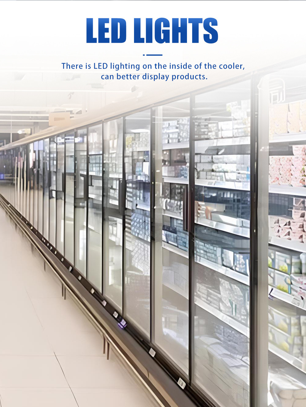 Supermarket Commercial Upright Glass Door Upright Chiller Showcase Refrigerator Multi Decks Remote