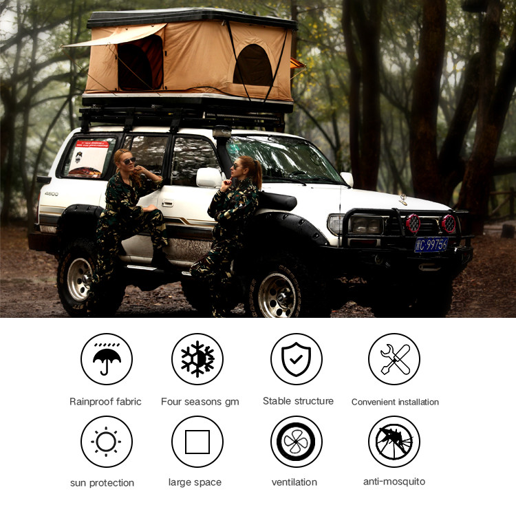 Easy Installation 4x4 Rainproof Sunproof Lightest Hard Shell Roof Top Tent