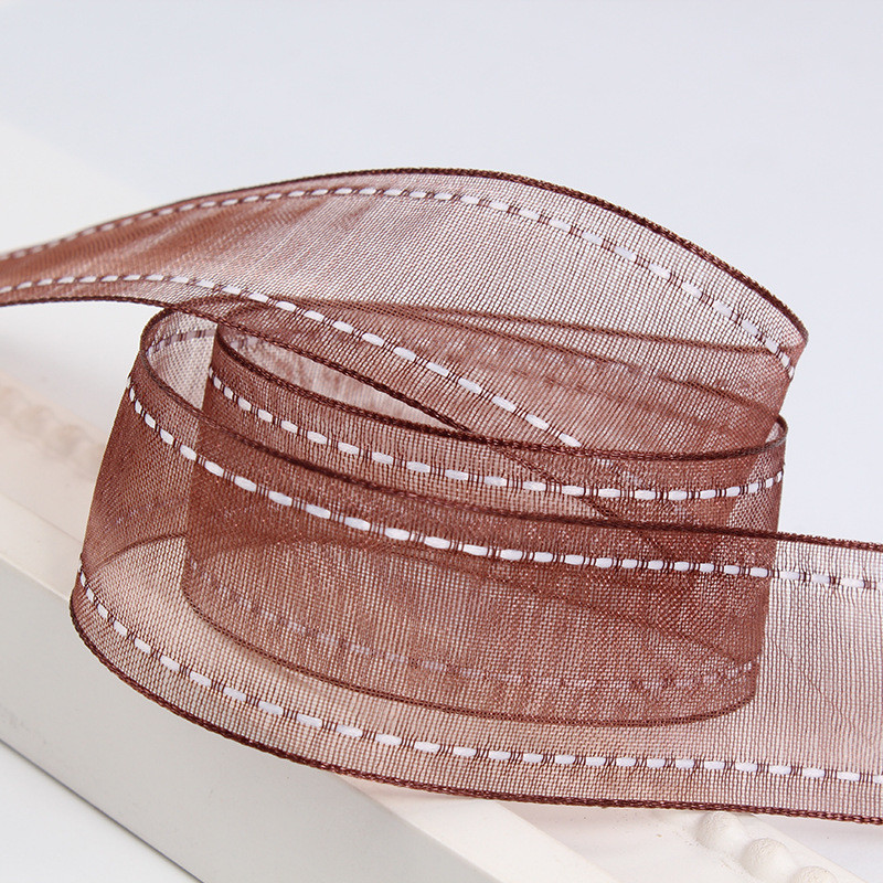 25mm|38mm Stitched Edge Polyester Organza Ribbon for Flower Gift Packing