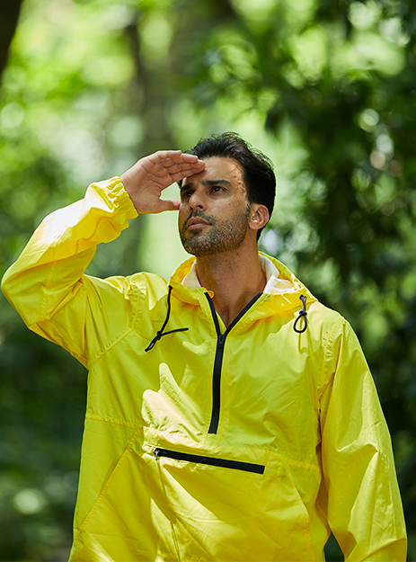 150D Oxford Reflective Safety Rainwear Fluorescent Green Windbreaker