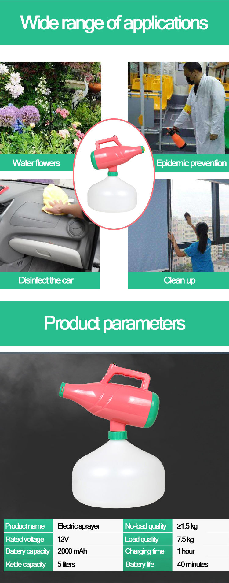 12v Chargeable Lithium Battery High Pressure Sprayer Electric Atomizer Mini Ulv Fogger