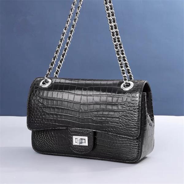 Authentic Crocodile Belly Skin Women Purse Genuine Alligator Leather Lady Flap