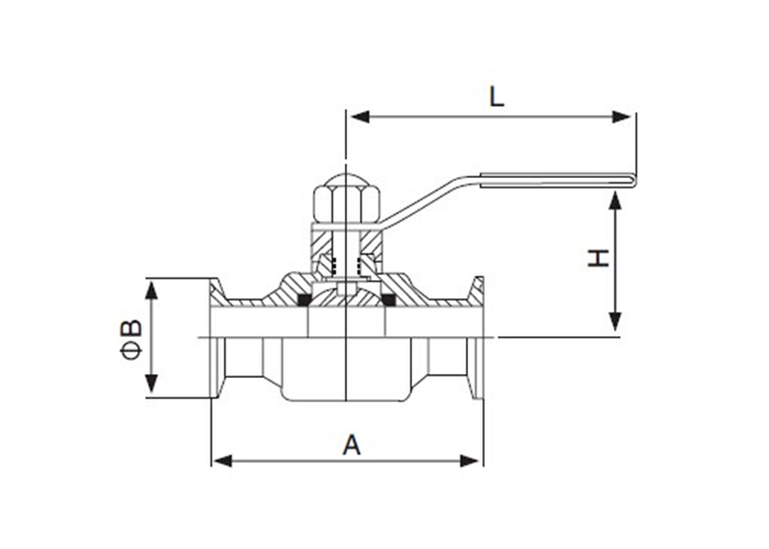 Dimension of Sanitary Clamped Two-Piece Ball Valve – 2 PCS Ball Valve