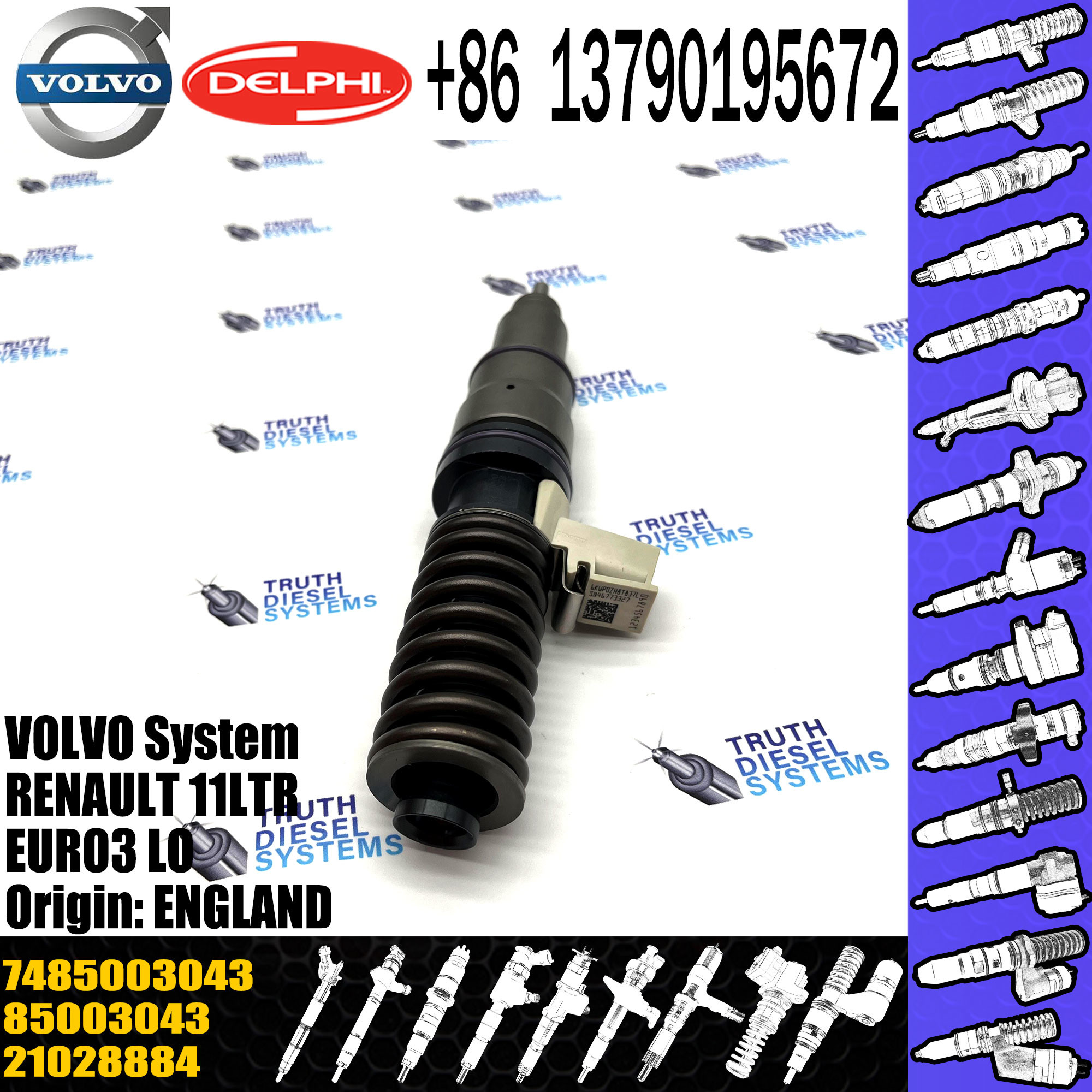 High Quality Diesel Fuel Injector 21028884 7421028884 7485003043 85003043 BEBE4D20001 For 11LTR EURO3 LO