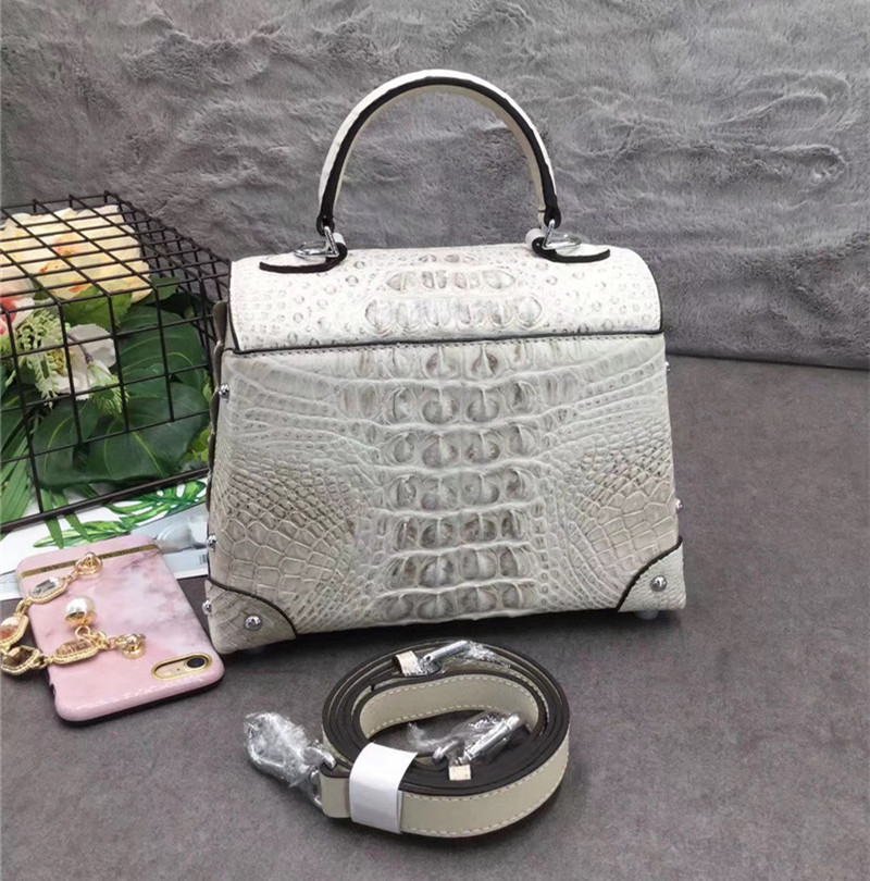 Fashion Designer Genuine Crocodile Skin Female Small Purse Studs Handbag Exotic Alligator Leather Lady Shoulder Bag