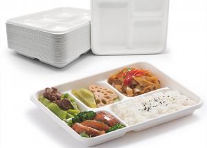 China School Disposable Biodegradable Bagasse Tableware 6 5 3 Compartment Lunch Tray on sale
