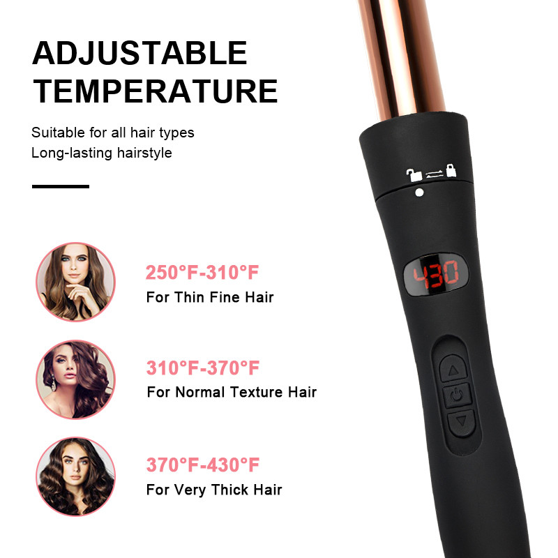 Dual Voltage Titanium Curling Wand Set 50HZ with LED Display
