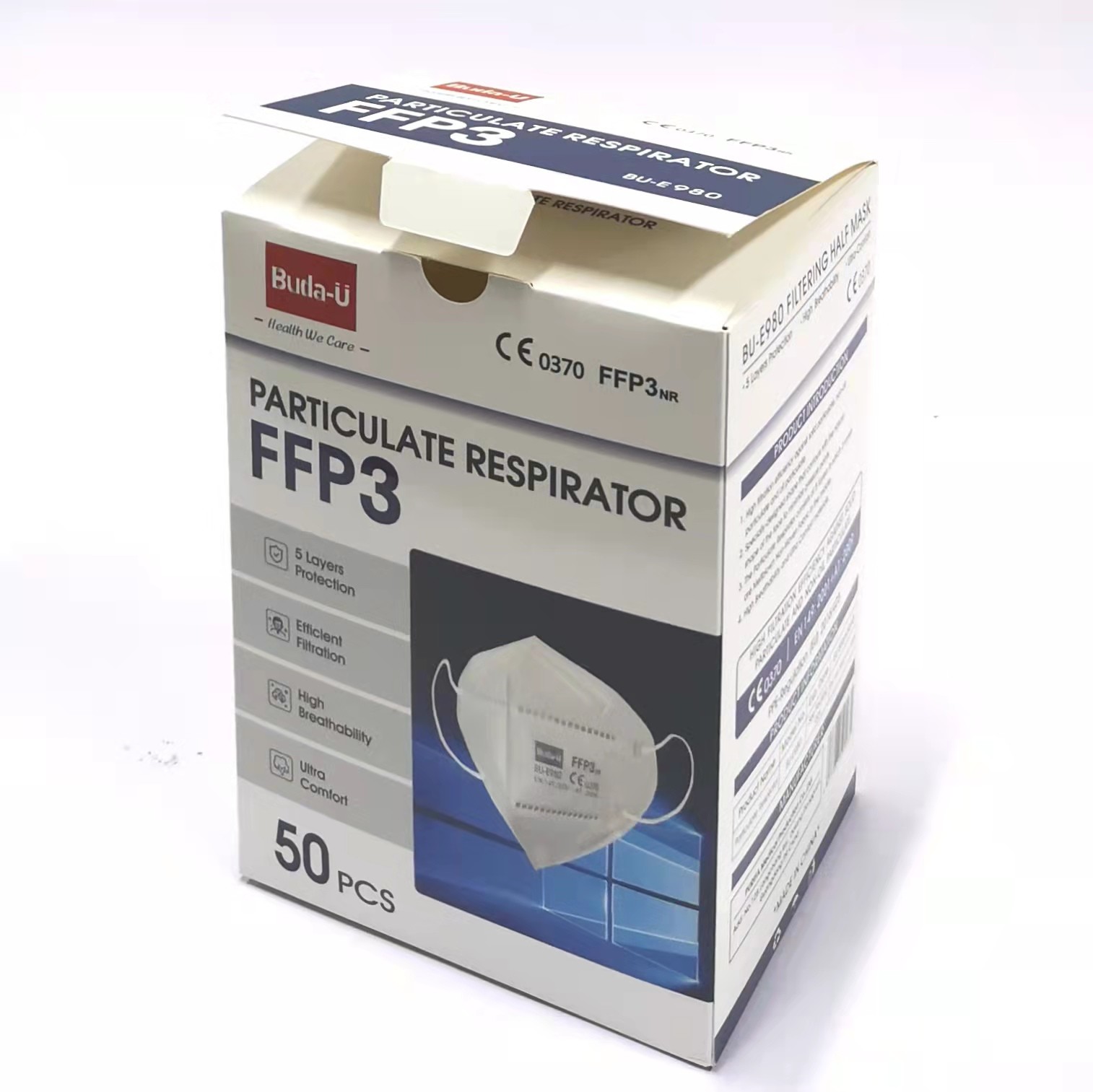 Disposable FFP3 Face Mask With Earloops Protection Level 99%