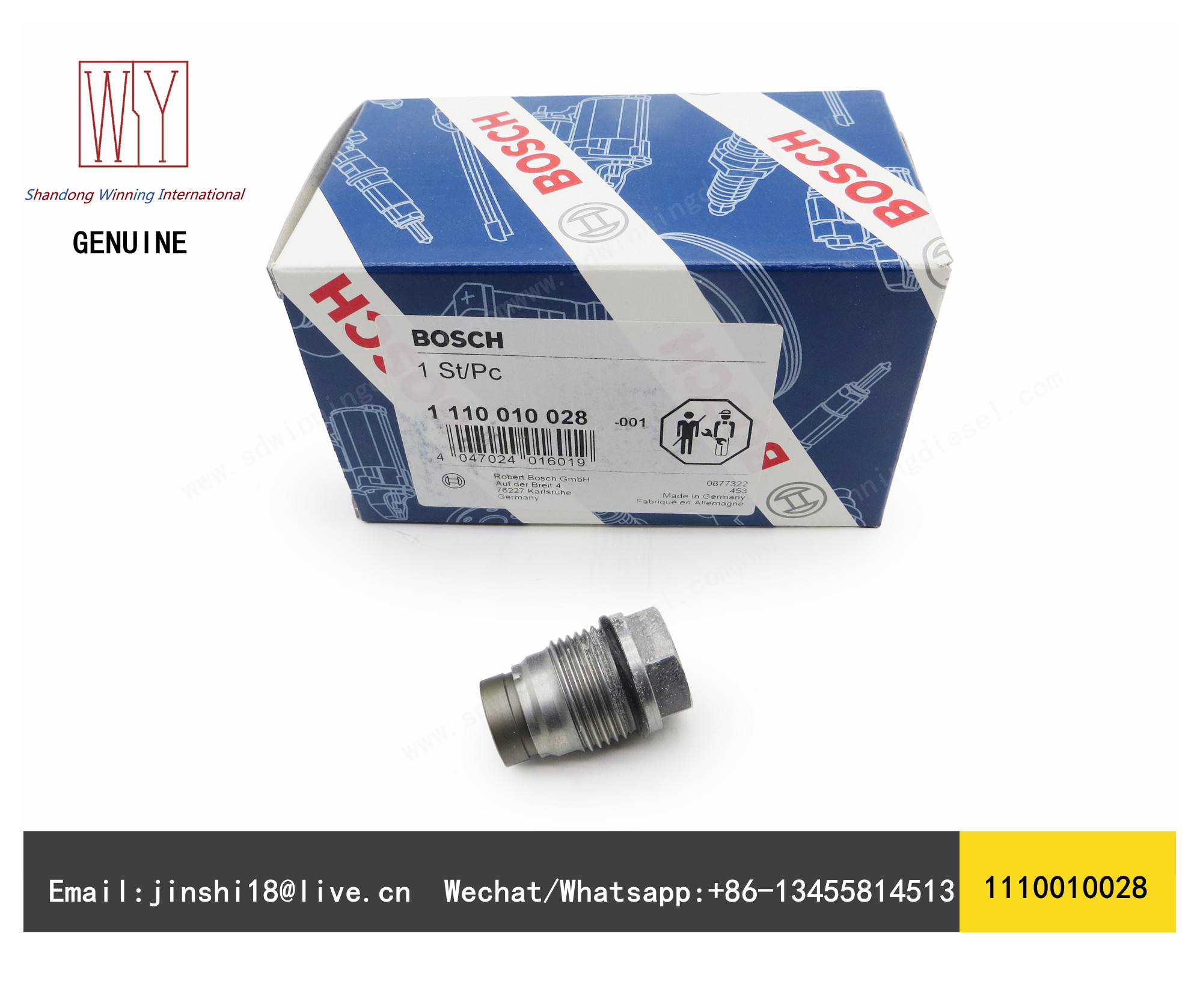 BOSCH GENUINE AND BRAND NEW DIESEL FUEL RAIL PRESSURE RELIEF LIMITED VALVE 1110010028, 3974093 FOR FOTON ISF 2.8 ENGINE