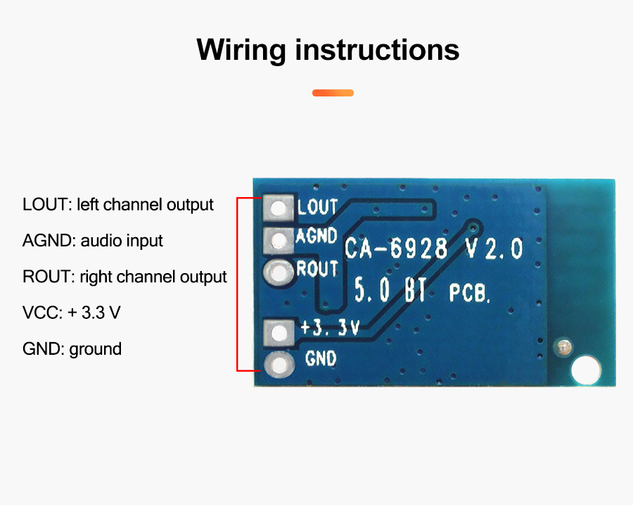 CA-6928 Blueteeth Audio Module with Dual Digital Sound Amplifier and LED Power Supply