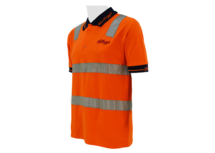 Short Sleeve Custom Design Work Shirts , Reflective Polo Shirts No Shrinking