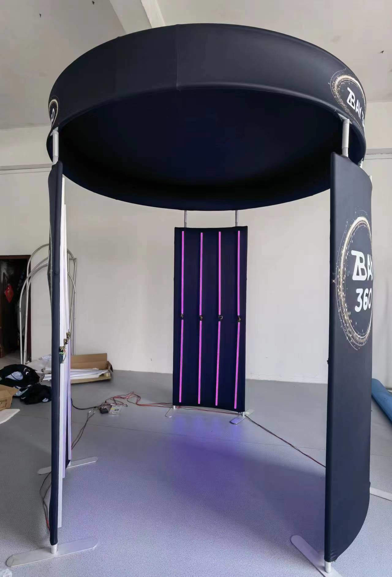 Circle square 360 Photo Booth Enclosure Backdrop With Led Lights And Fabric
