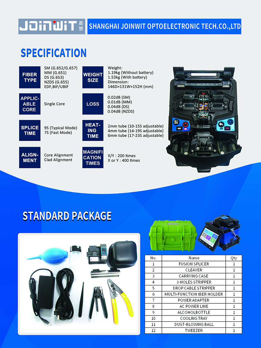 JoInwit JW4106N Optical Fiber Fusion Splicer , FTTH Fiber Optic Welding Splicing Machine