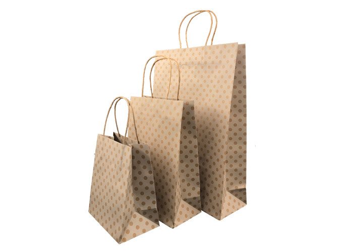 Biodegradable Luxury Christmas Packaging , Custom Printed Brown Paper Bags