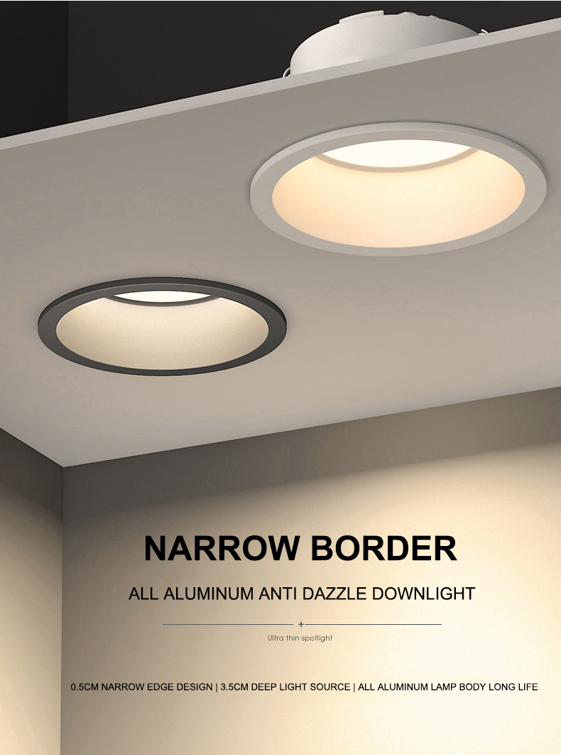 Anti Dazzle Round Recessed Downlight Ip44 6000K Embedded Ceiling Light