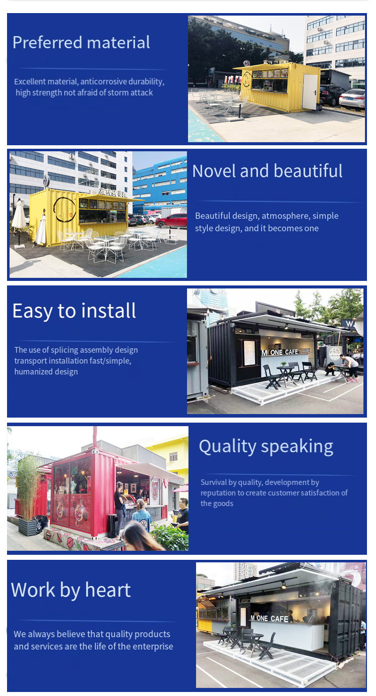 Container Cafe Converted Container Shop Commercial Street Container for Supermarket Convenience Store