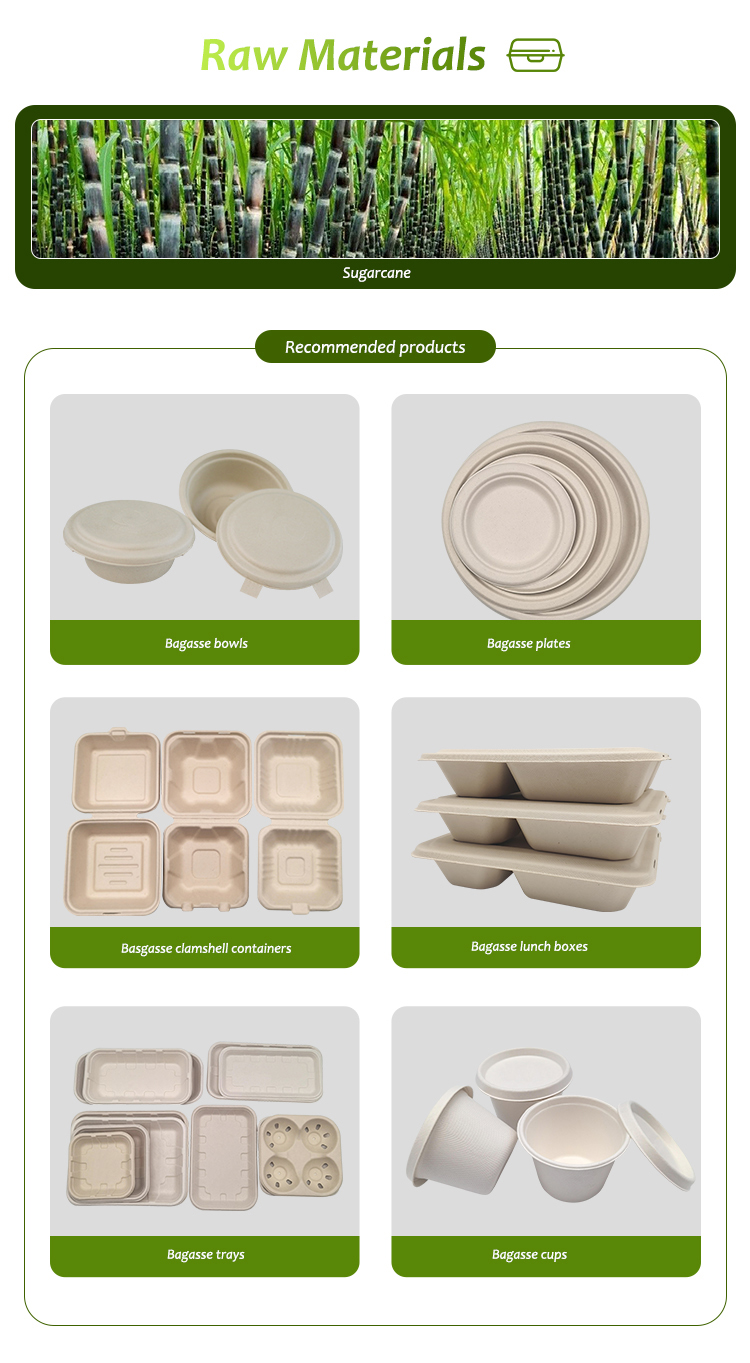 Eco Friendly Food Biodegradable Bagasse Tableware Sugarcane Containers For Camping