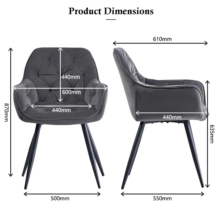 Soft Velvet Upholstered Dining Chairs Contemporary Nordic Padded Dining Chairs