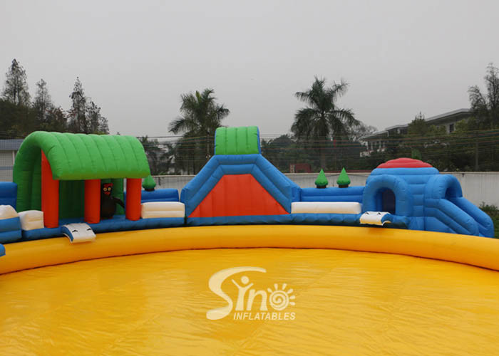 Custom Design Giant Inflatable Water Park Above Ground With Big Pool For Kids N Adults