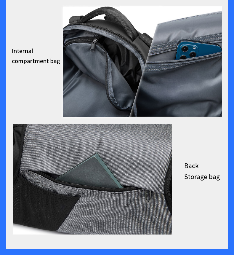 Solid Color Foldable Packable Duffel Bag Antifouling Multi Compartment