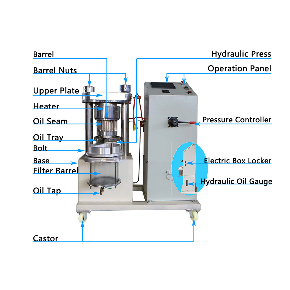 45kg/Hr 2kw Hydraulic Oil Press Machine Coconut Cold Pressing 6.5kgs/15min