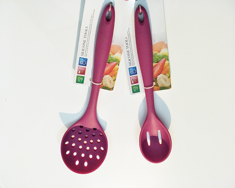 custom different types Hygienic Culinary Silicone Slotted Spoon kitchen utensil set
