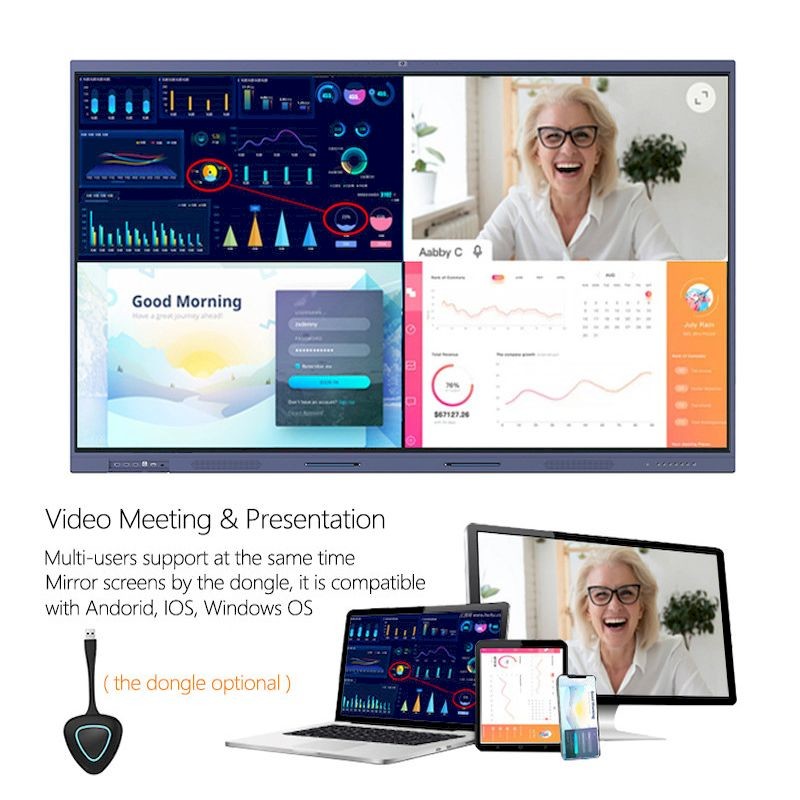 4K Smart Interactive Flat Panel DP Conference LCD Capacitive Touchscreen