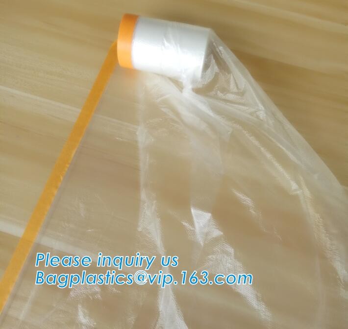 Pre-tapd paint masking film HDPE,Car paint repair masking film with tape, Hot sell masking film with adhesive tape, PAC