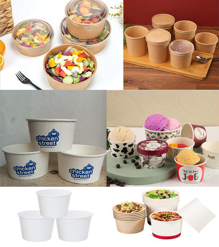 8-35oz Automatic kraft soup bowl salad noodles paper bowl machine
