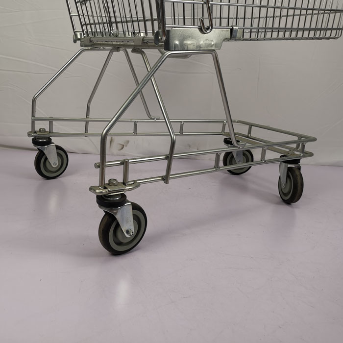Multipurpose Q195 Steel Shopping Cart 125L Supermarket Metal Wire Trolley