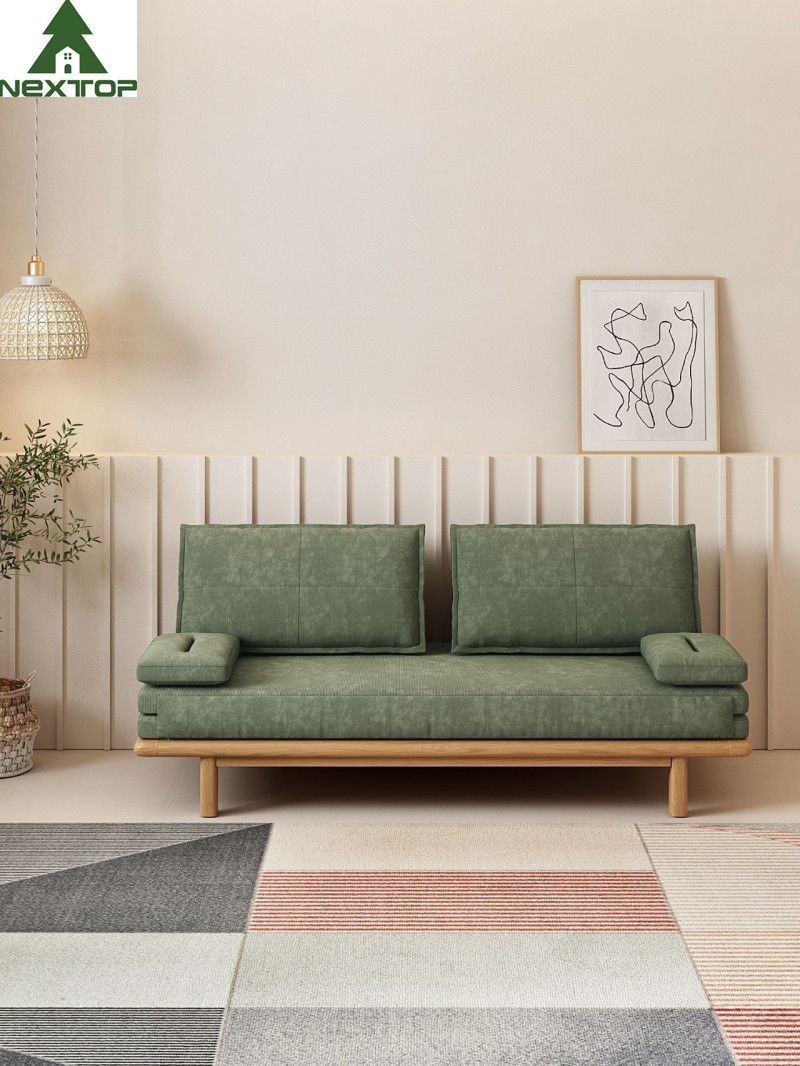Novelty Foldable Shrinkable Custom Sofa Bed Green Linen Environmental Friendly