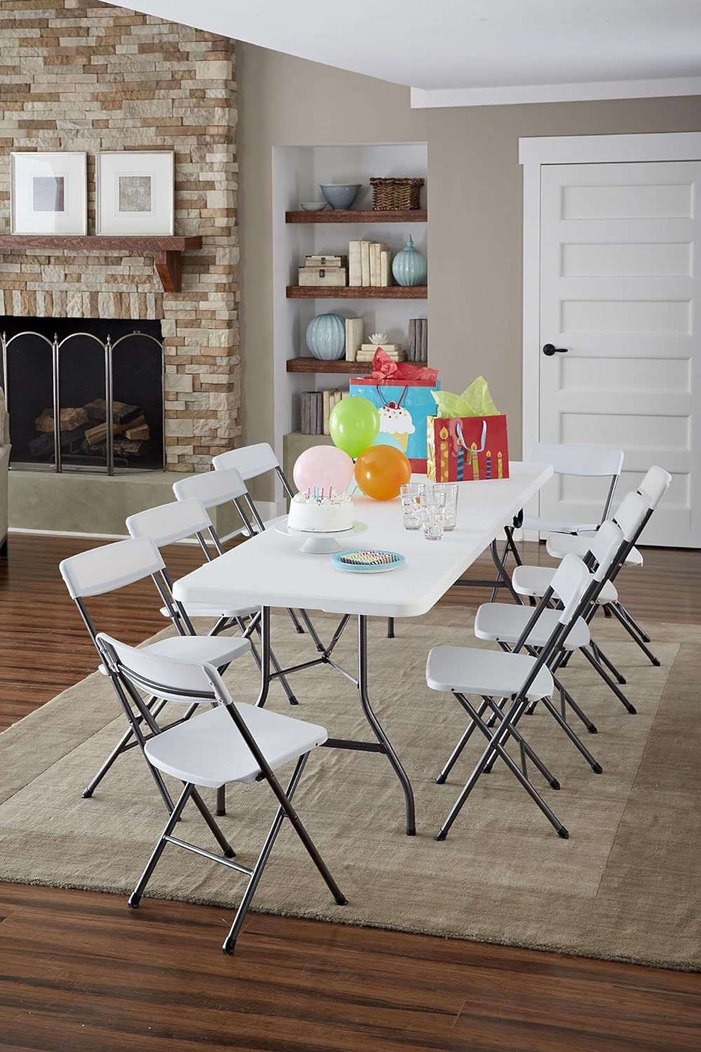 6ft 8ft Plastic Folding Table And Chairs Rectangular 10 People White Plastic Table Chairs