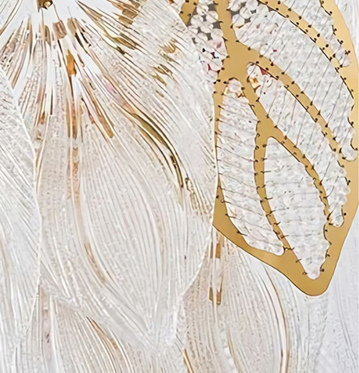 E14 Electroplating Crystal Glass Entryway Chandelier With Glass Leaves