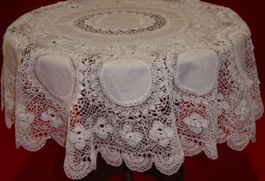 Rectangular coffee table linen table cloth table, Corcheted Lace Table linen, Tablecloth