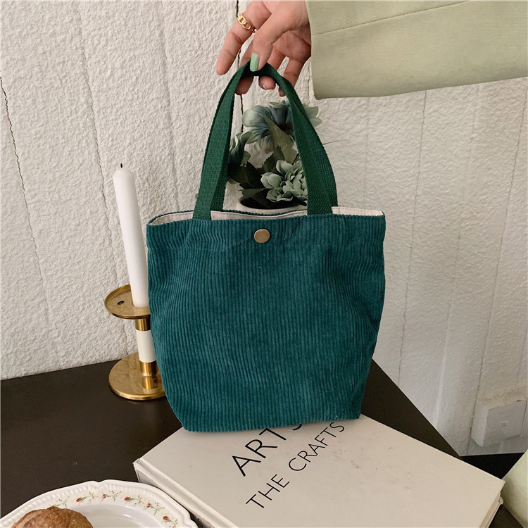 ARTSY CORDUROY BAG CASUAL PORTABLE MINI LADIES CLUTCH BAG VINTAGE CLOTH BAG BENTO BAG