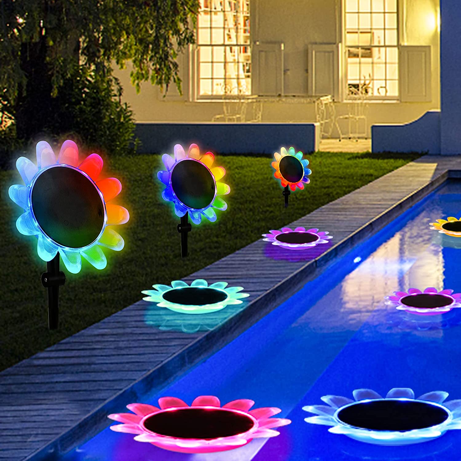 OEM IP68 Multi Color LED Solar Float Lamp For Swimming Pool Night Light Stair Light