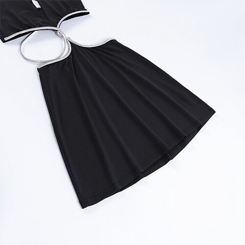 OEM maufactory sexy skirt spring new polyester sleeveless deep V beauty back waist hollow bag dress