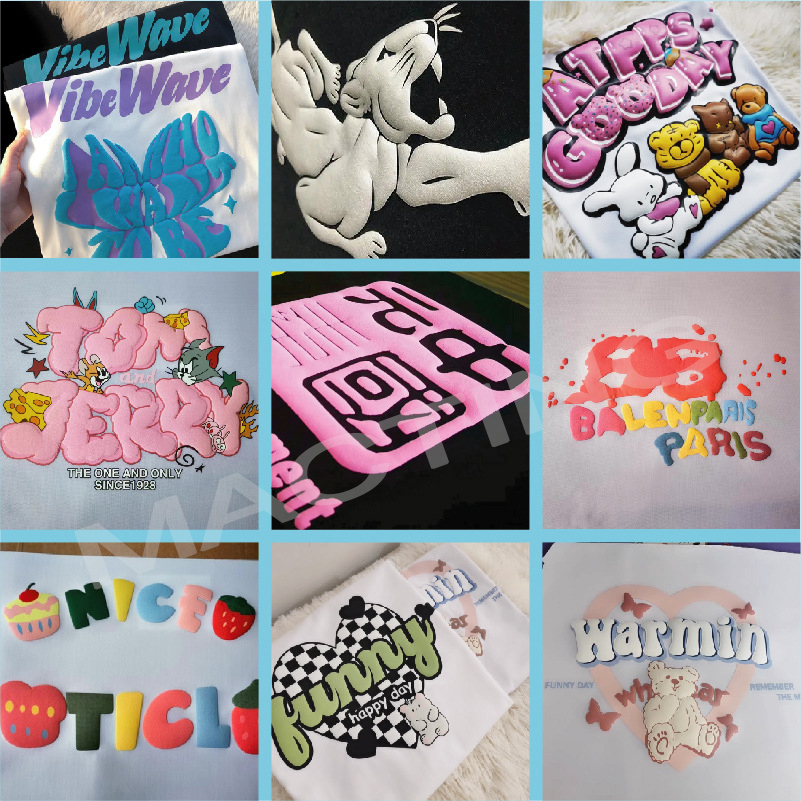 Custom Logo 3D Foam Puff Print Graphic T Shirt in Supima Cotton for Men's Streetwear
