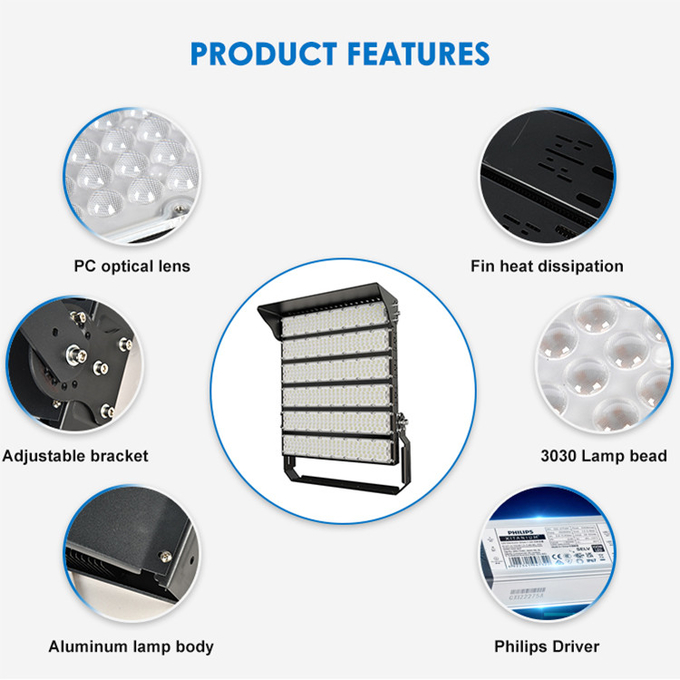 Custom 130lm 400 Watt Led Stadium Lights For Arena Field 3 Modules